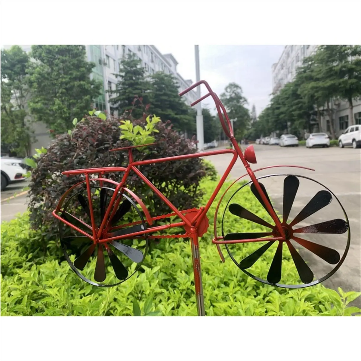 【ABFS】Iron Wind Spinner,51In H Bicycle Wind Spinners, Bike Stake Decoration, Outside Garden Decor for Patio Lawn Farm Backyard - view 4