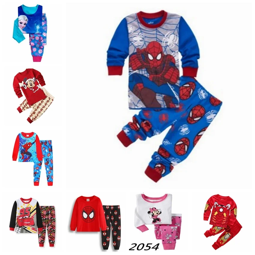 

Одежда с Микки Маусом для маленьких мальчиков, пижамы с Минни для малышей, пижамный комплект с длинными рукавами «Человек-паук», детская одежда, одежда для сна, осенняя пижама для девочек