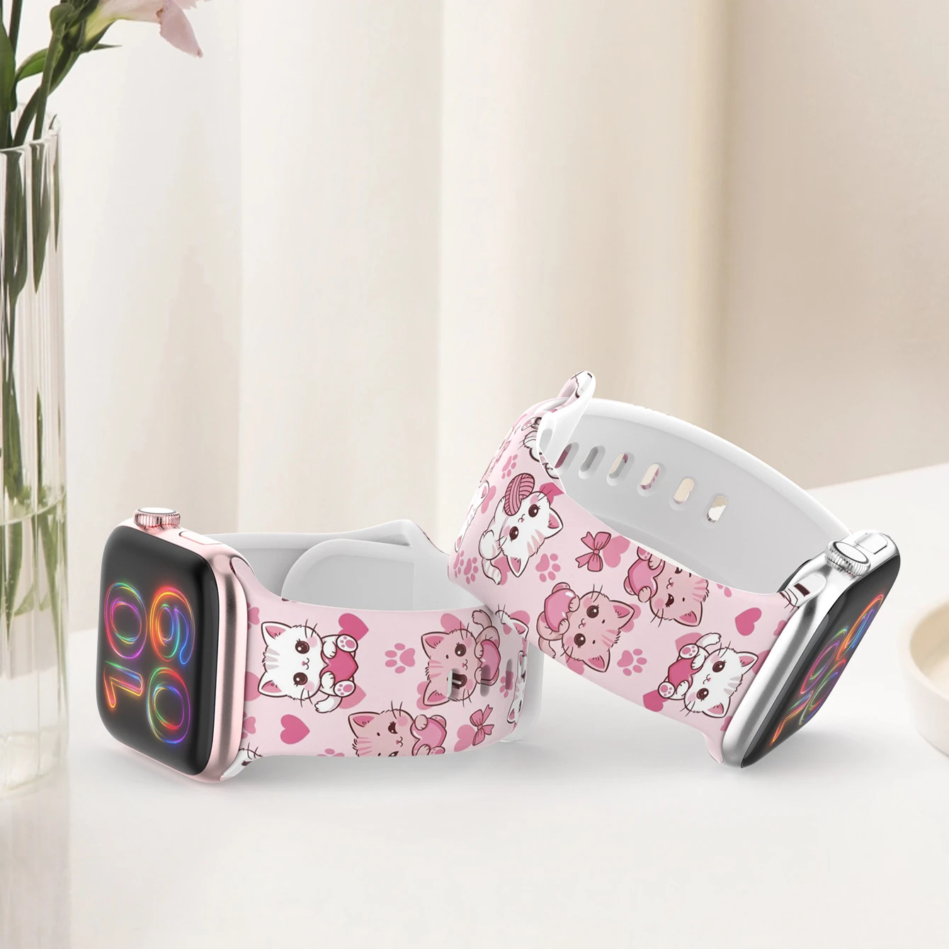 Cute Watch Band for Apple Watch 40/41/42/44/45/46/49mm, Soft and Comfortable Silicone Strap for Women.iWatch Series11 10 987 654 - view 4