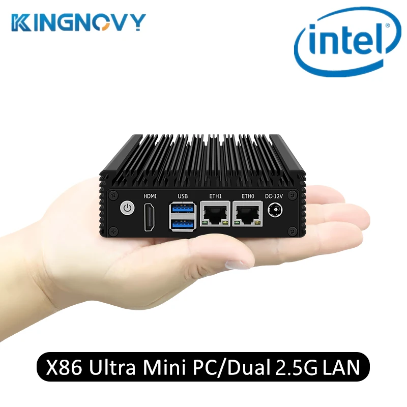 Безвоздушный мини-ПК KingNovy X86 J4125 J4105 Quad Core 2x i226-V 2.5G Nics Промышленный мягкий маршрутизатор Брандмауэр 2xUSB3.0 Компьютерный ПК NVMe
