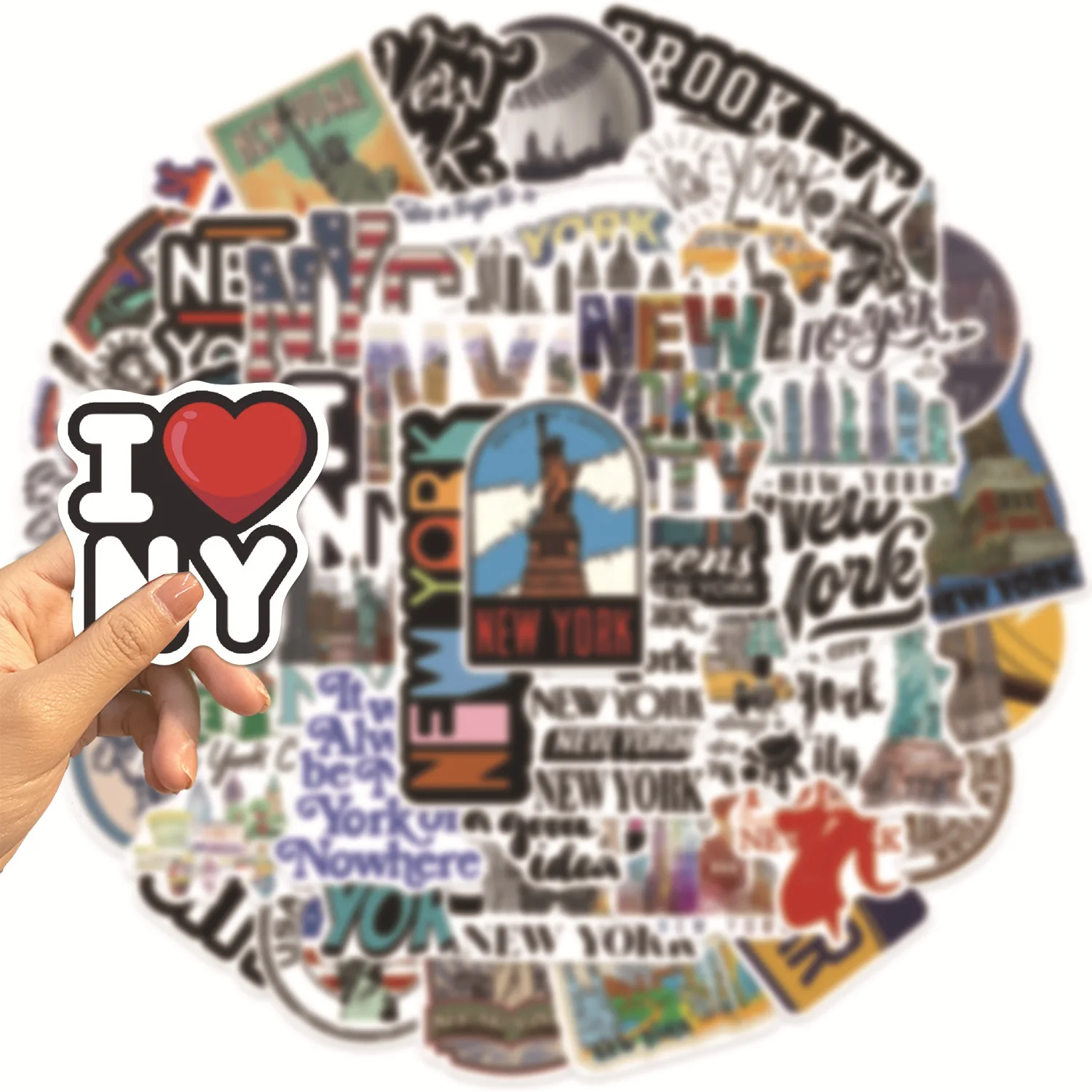 10/50pcs Cute New York City Graffiti Stickers Landmark Building Decals DIY Scrapbook Phone Travel Luggage Skateboard Car Sticker