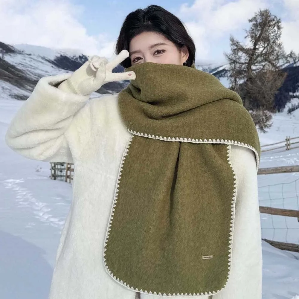 

Gifts Polyester Lock Edge Winter Scarf Soft Solid Color Long Thickened Neckscarf Classic French Style Women Warmer Scarf Autumn