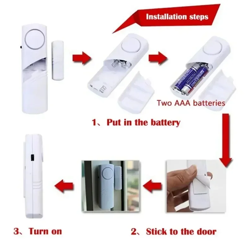2pcs/1set-Wireless Door Window Magnetic Sensor Alarm Detectors Home Security Alarm System