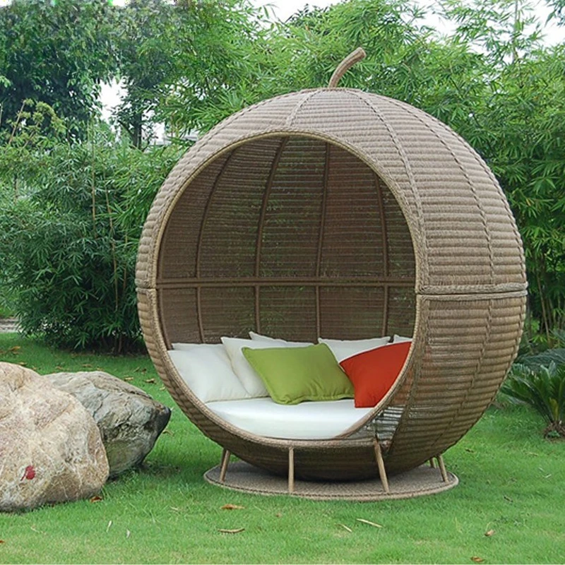 Outdoor-Rattan-Sofa-Kombination, gewebtes Vogelnest, Rattan-Sofa, Stuhl, Wintergarten, Innenhof, Freizeit, Rattan-Terrassenbett