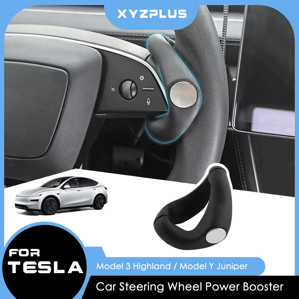 For Tesla Model Y Decor Juniper Model 3 Highland 2025 2026 Turning Steering Wheel Power Booster Spinner Knob Safety Accessory