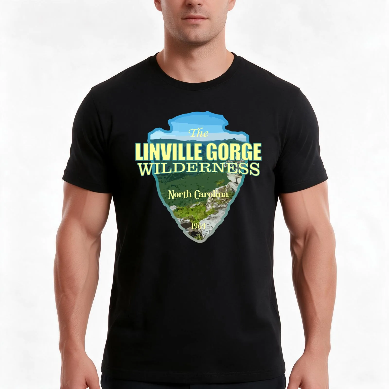 Linville Gorge Wilderness (arrowhead) T-Shirt Summer Casual Cotton Tee Oversized Streetwear Tops Vintage Graphic Print