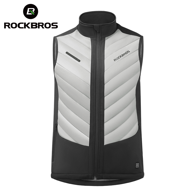  ROCKBROS Winter Cycling Heating Vest Waterproof Windproof Thermal Heating Jacket USB Charging Sleeveless Coat Cycling Clothing 