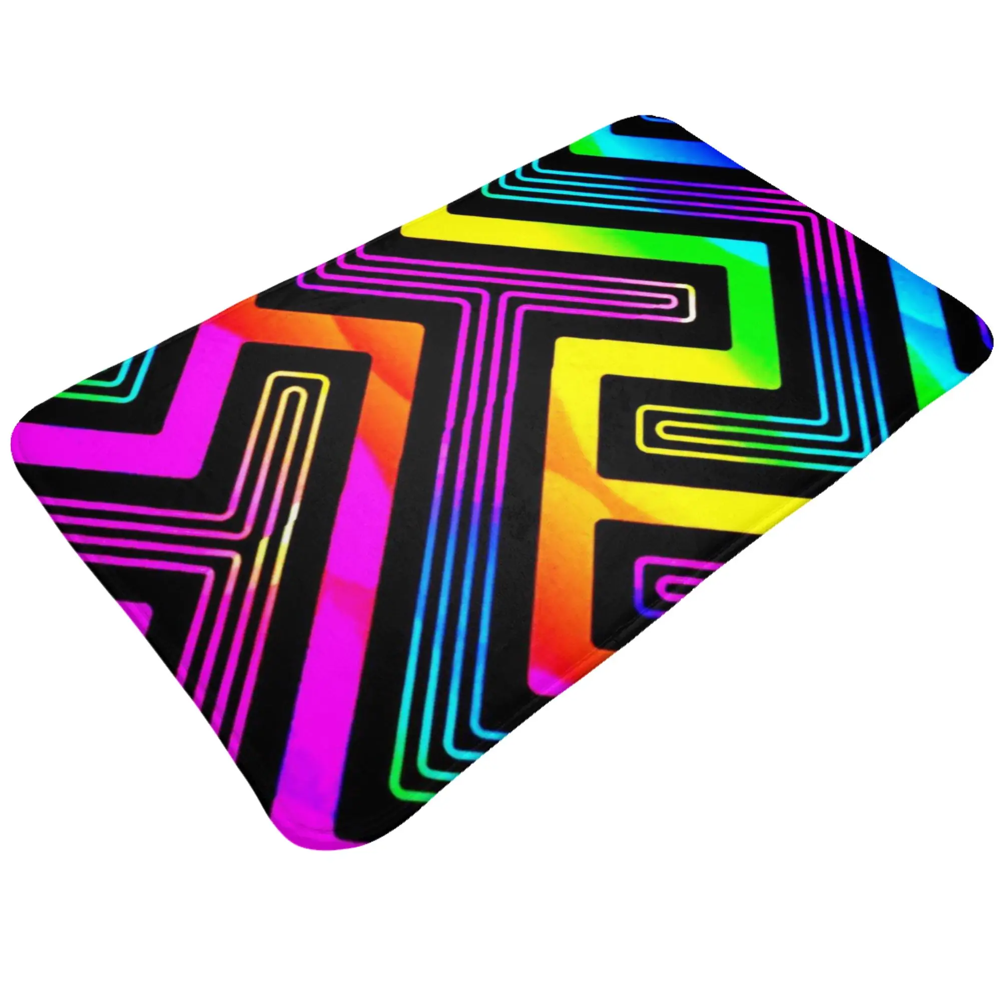 Rainbow Geometric Maze Pattern Anti-Slip Doormat Kitchen Mat  Hallway Indoor Home Decor