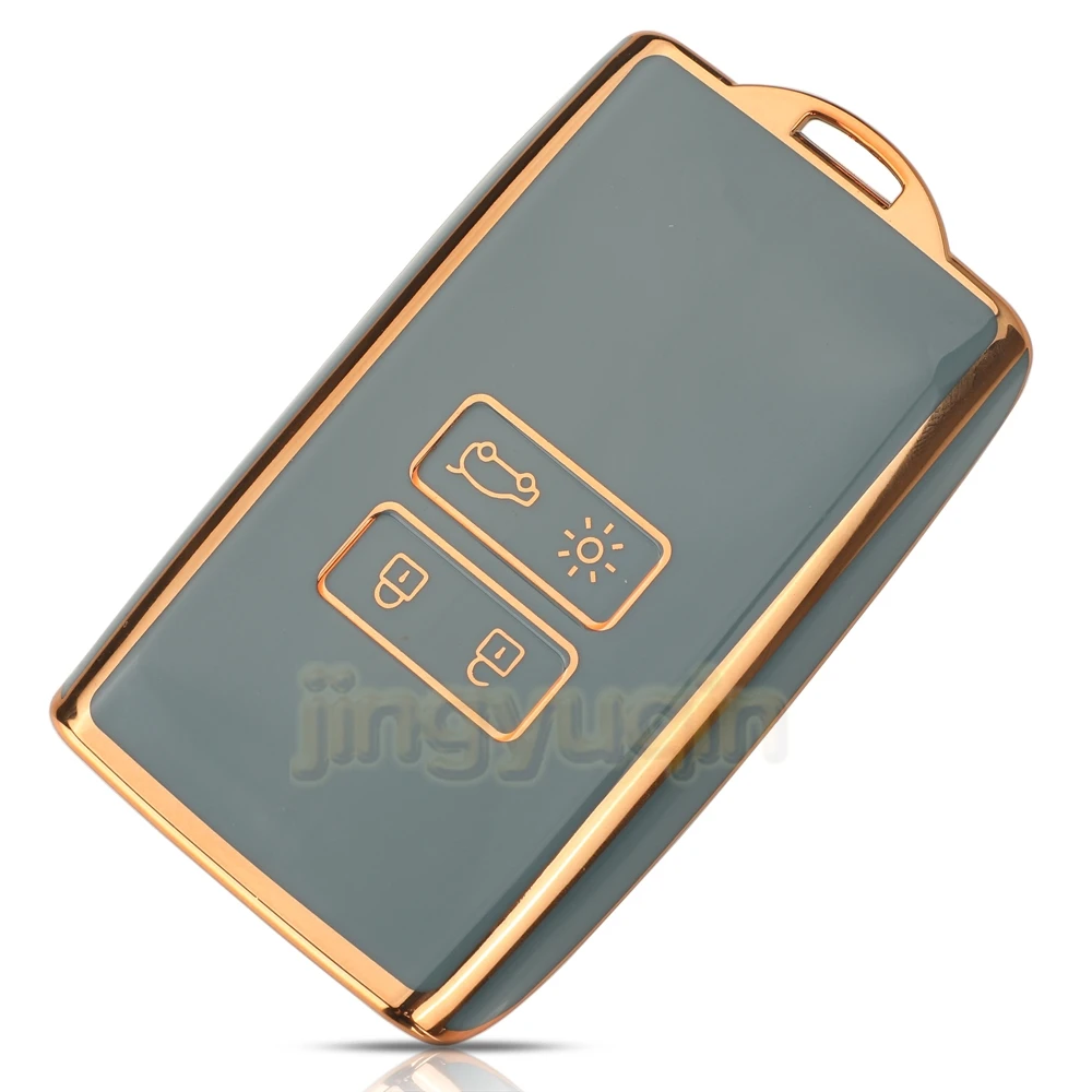 Jingyuqin Soft TPU Cover For Renault Espace 5 Kadjar Koleos Captur Megane 4 Talisman Arkana Dacia Sandero 4 Button Car Key Case