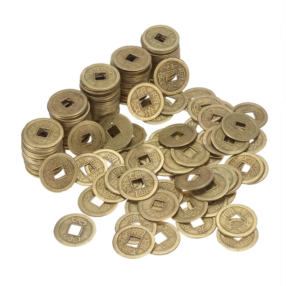 50/100/200 قطعة عملات فنغ شوي الصينية العتيقة برونزية حسن الحظ تشينغ عملات للصحة والثروة المنزل مكتب سيارة الديكور #5