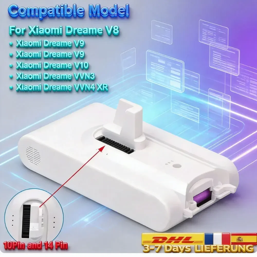 Für Xiaomi Ersatz-Staubsauger – Ersatzakku Dreame V8 V9 V10 V10Pro VVN3 VVN4 VVN5 XR Lithium-Ionen-Akku (5000 mAh)