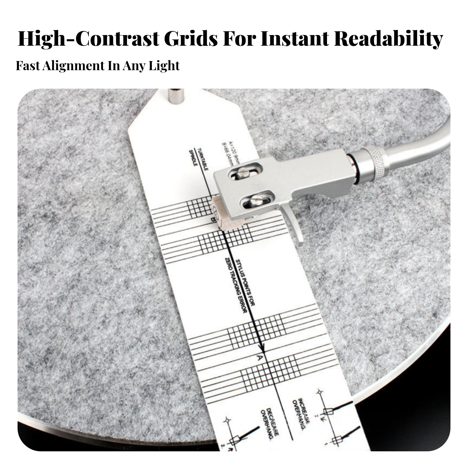 Turntable Cartridge Alignment Protractor Optimal Sound Quality Cartridge Alignment Protractor Improved Visibility High-Contrast