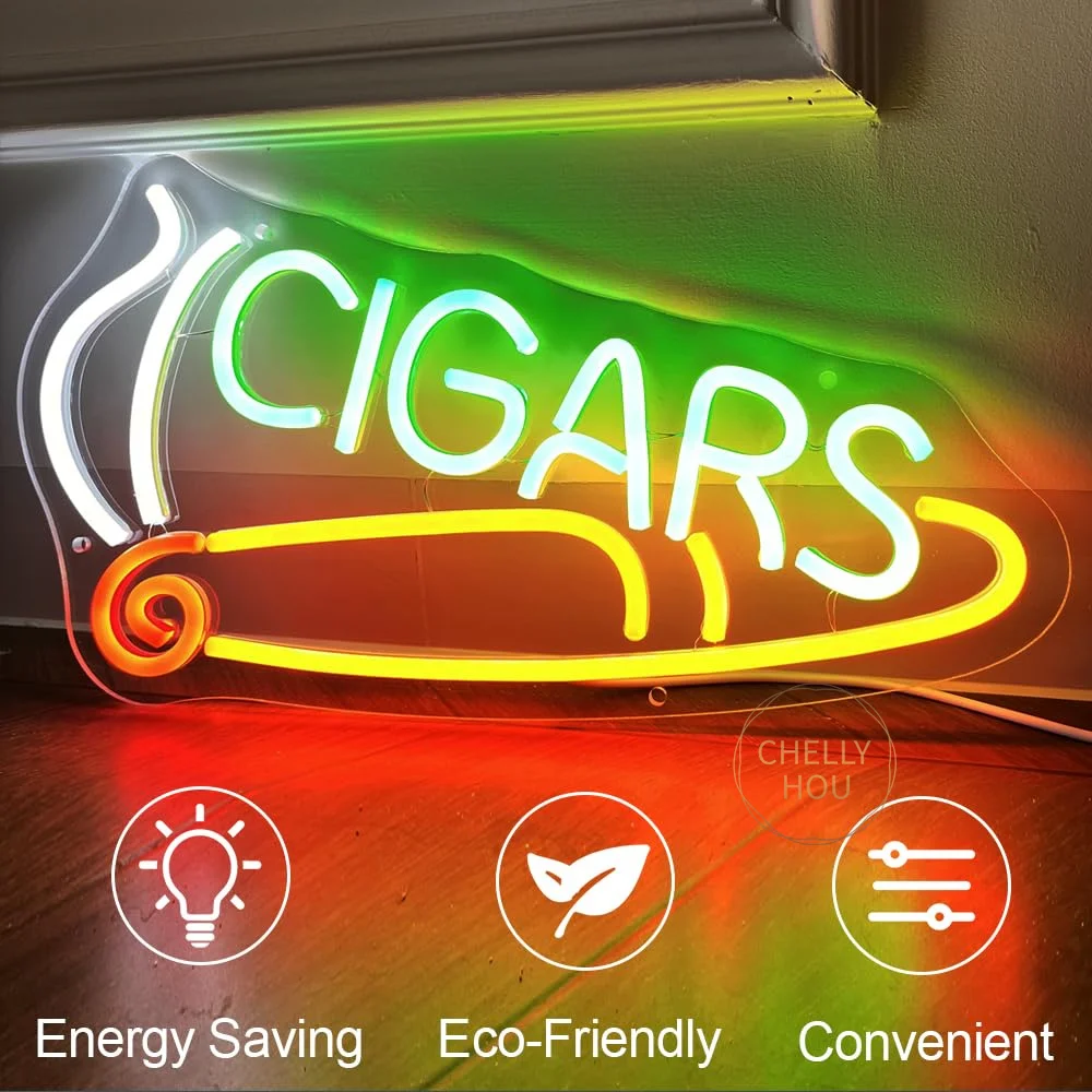 Cigars Neon Sign for Wall Decor,Cigarette LED Signs for Lounge,Neon Lights for Reception Room Man Cave Smoke Shops Bar Pub Store