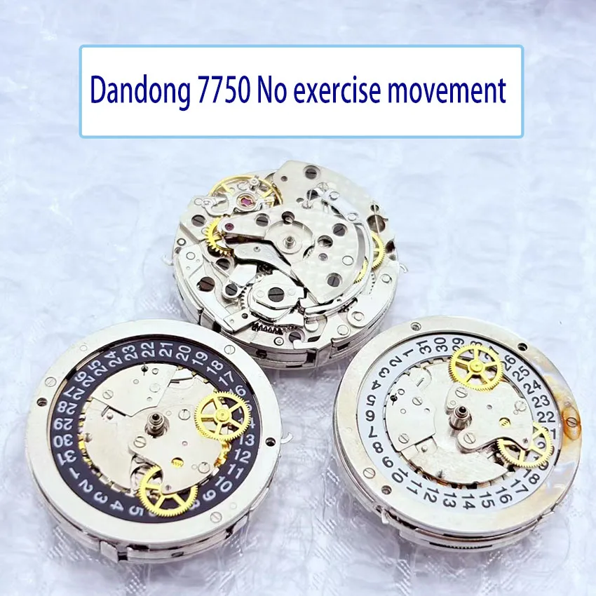 Movimiento de reloj Dandong 7750, movimiento multifuncional de seis pines, movimiento de segunda manecilla a las 9 horas, movimiento antiguo para relojero, reparación.