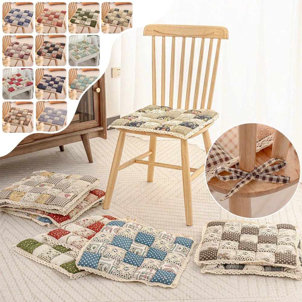 1pc Thickened Cotton Cushion Printing Flower Chair Seat Pad Home Student Office Computer Chair Kitchen Dining Chair Mat Coussin