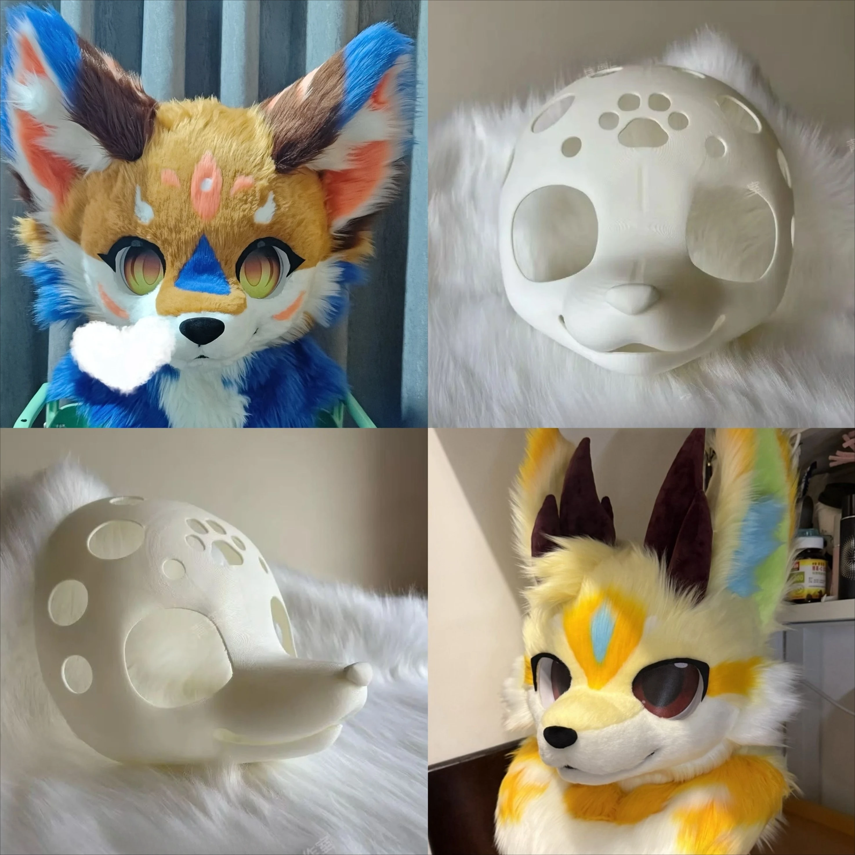 

Kemono Base Mask Fox Mid To Long Snout Fursuit Kig Serie Beast Suit 3D Printed Skull Costume DIY Accessories Cosplay Mask