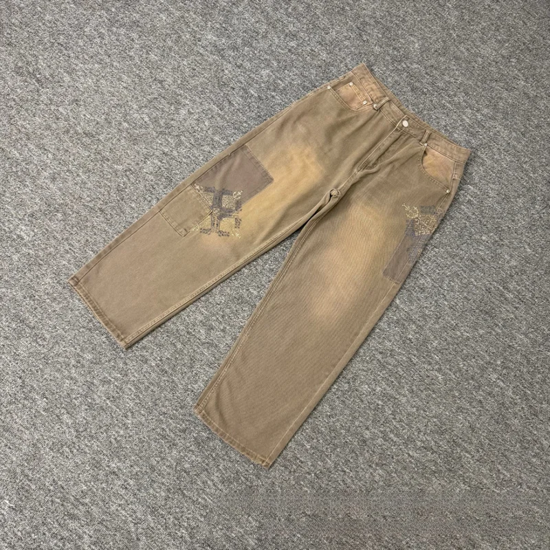 QICHE 2026 Men Women Spring‑Autumn Patch‑Embroidered Denim Shorts Loose‑Fit Casual Fashion Cropped Bottoms
