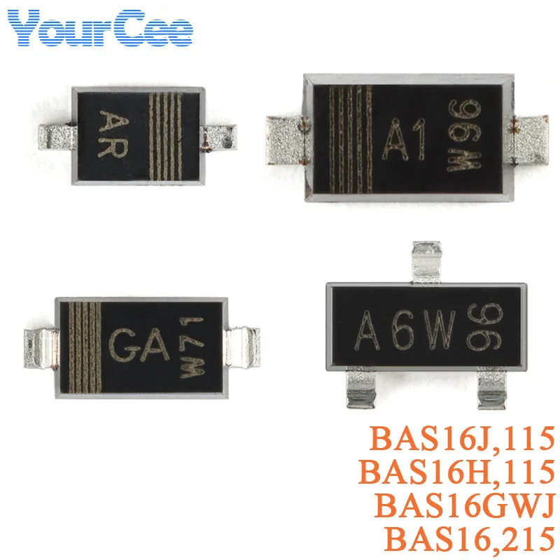 50Pcs BAS16 BAS16J BAS16H BAS16GWJ SOD-323F 115 215 SOD-123F SOD-123 SOT-23-3 High Speed Switching Diodes Chip