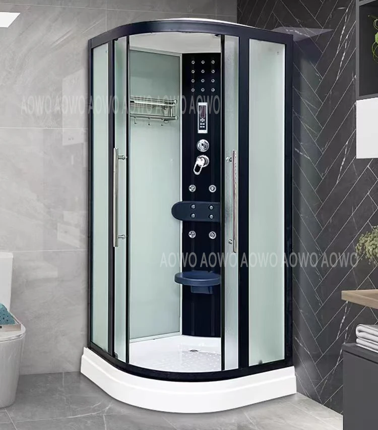 

Cheap Price Single Person Steam Shower Cabin With Wet Sauna Corner Shape Back Massage Jets And Hand Showers Combo