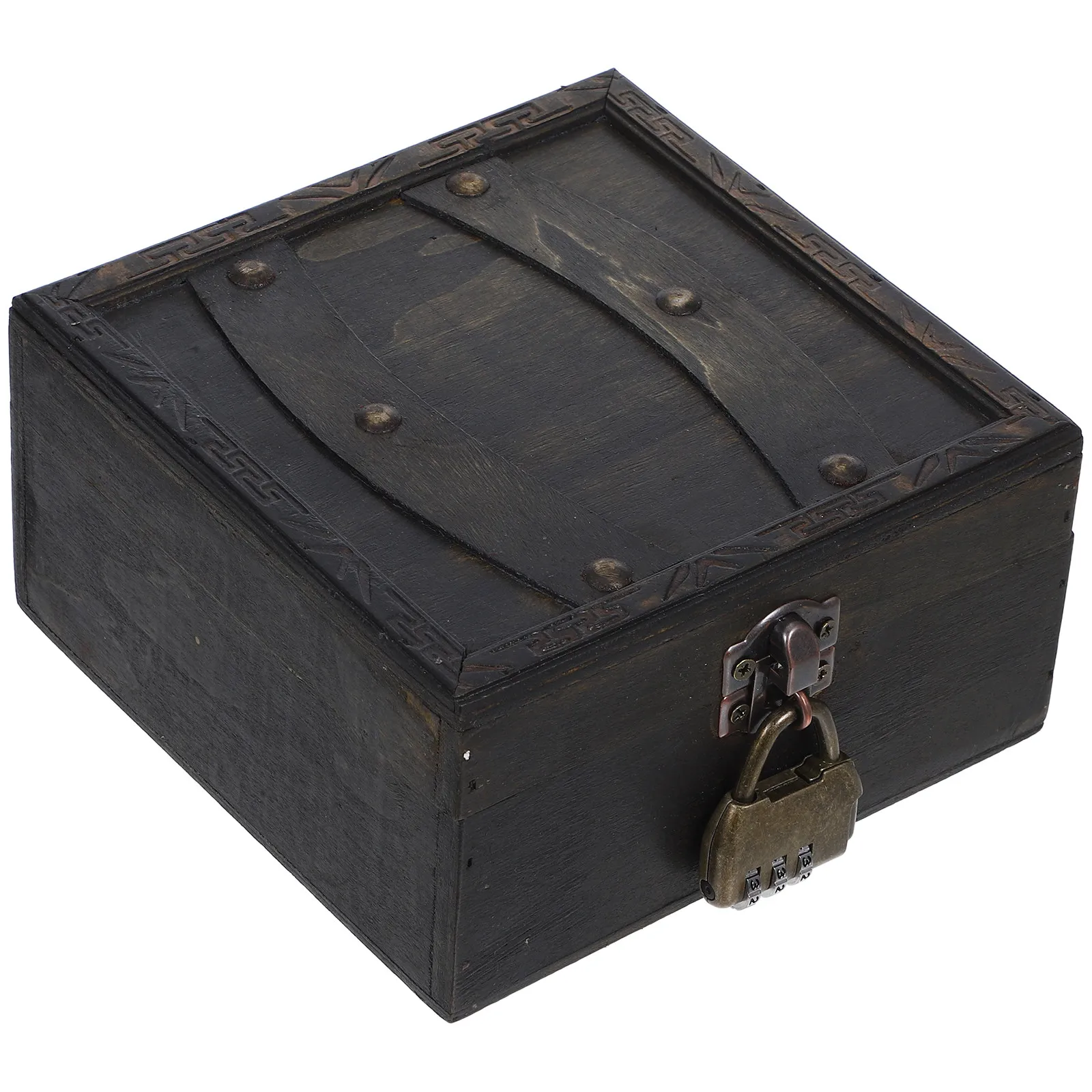 Caja de Joyería de Madera Vintage con Tapa Abatible, Diseño Retro, Organizador de Escritorio, Pequeño Cofre Decorativo para Guardar Baratijas