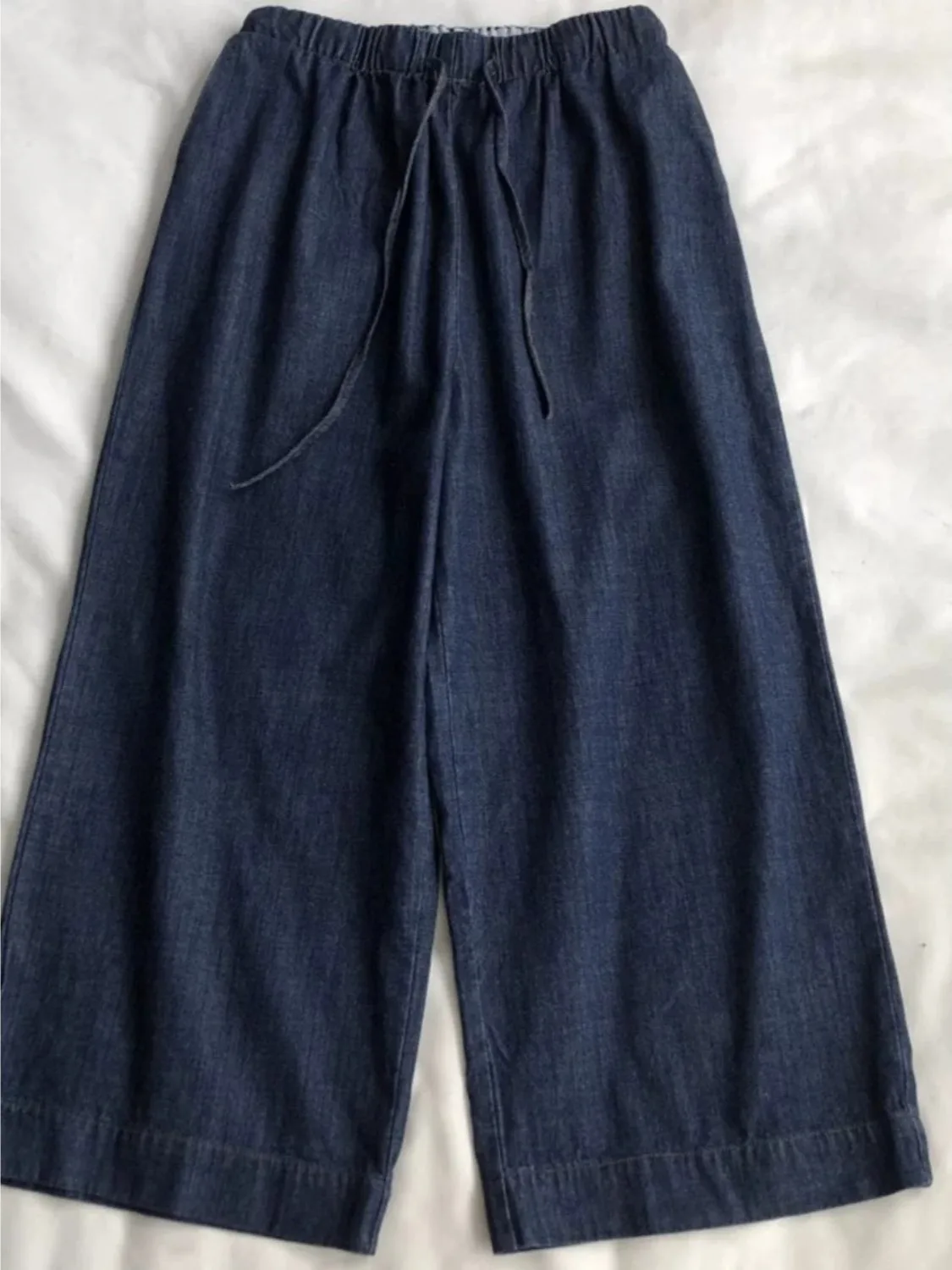 Deep Blue Nine-Tenths Women's Jeans Slimming Straight Leg Wide Leg Pants for Pear Shaped Body Washed Natural Waist Denim