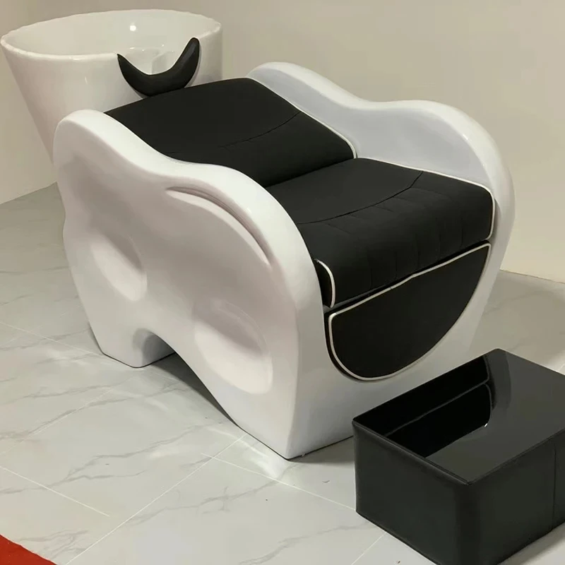 

Высококачественное кресло для парикмахерской, кресло для шампуня для волос, керамическая раковина, кресло для шампуня, простая лежачая полупромывочная кровать для волос