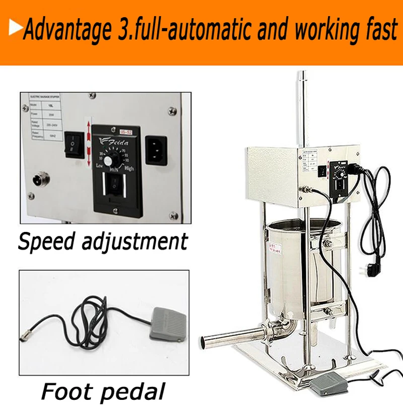 2019 Hete Verkoop 10l 12l 15l Roestvrij Staal Automatische Handmatige Worstvuller/Elektrische Vleesworst Vuller In China