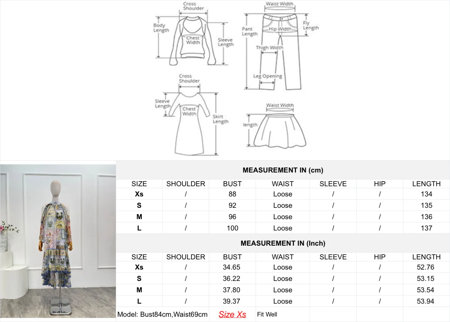 2025 Novo lindo vestido midi com estampa floral verde manga comprida ombro de fora