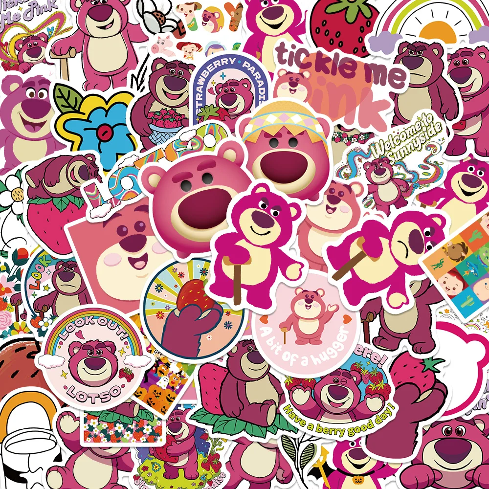 50PCS Disney Lotso Toy Story Pink Berry Bear Cute Cartoon Stickers DIY Phone Car Laptop Fridge Anime Decal Sticker for Kid Gift