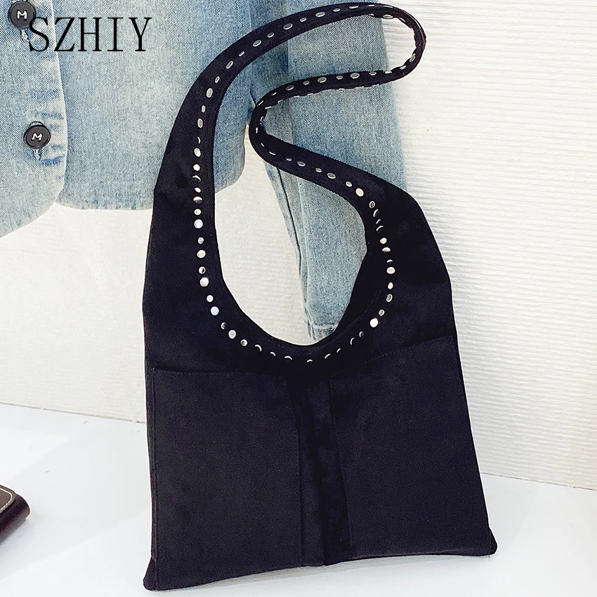 

Модельерская сумка через плечо Женская сумка Офисная сумка с заклепками и блестками Декоративный карман Классическая ретро сумка через плечо Новая роскошная сумка-тоут