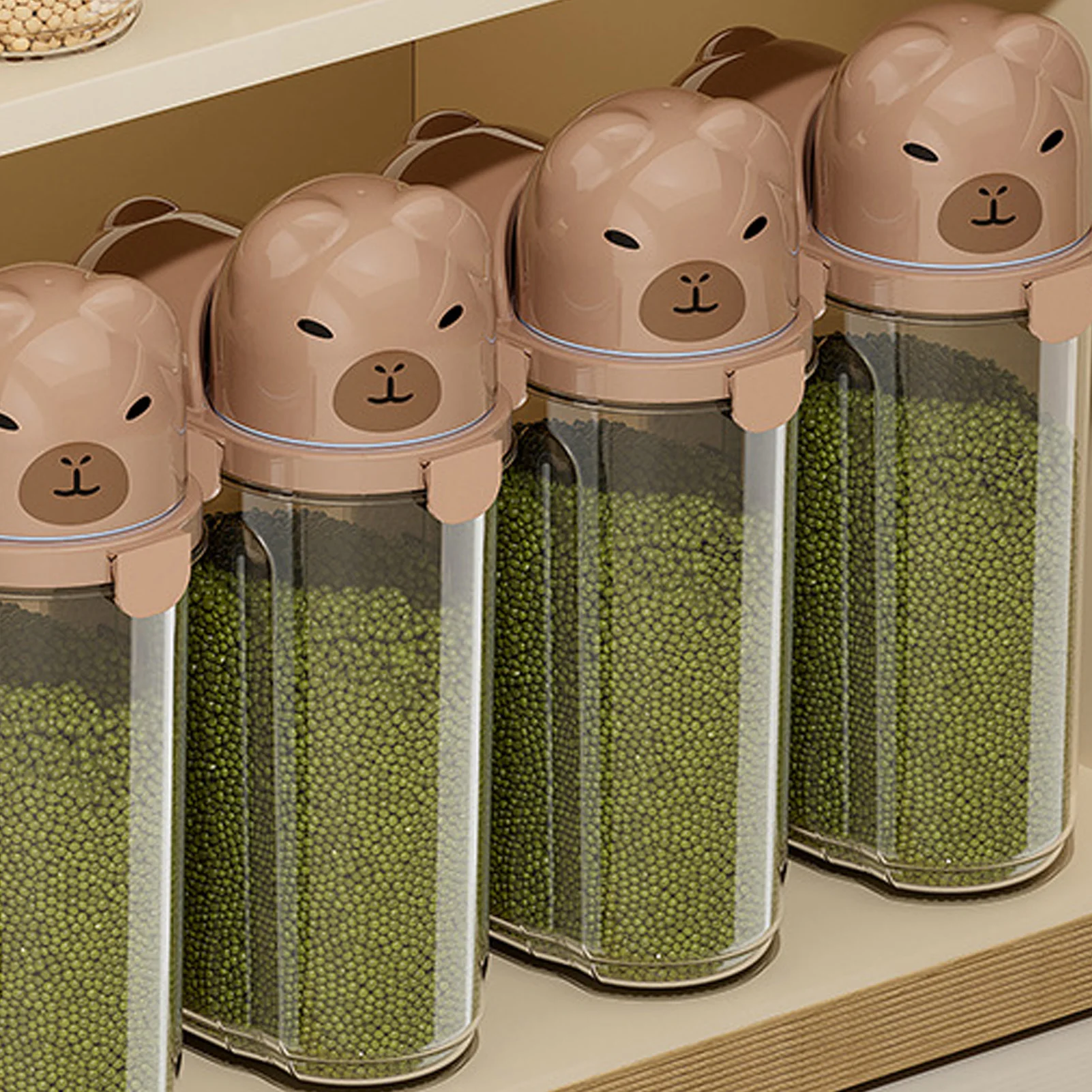 

Cartoon Storage Jar Large Capacity Food Organizer Bottle Lovely Capybara Beard Pattern Storage Box For Grain Snack Bean Candy