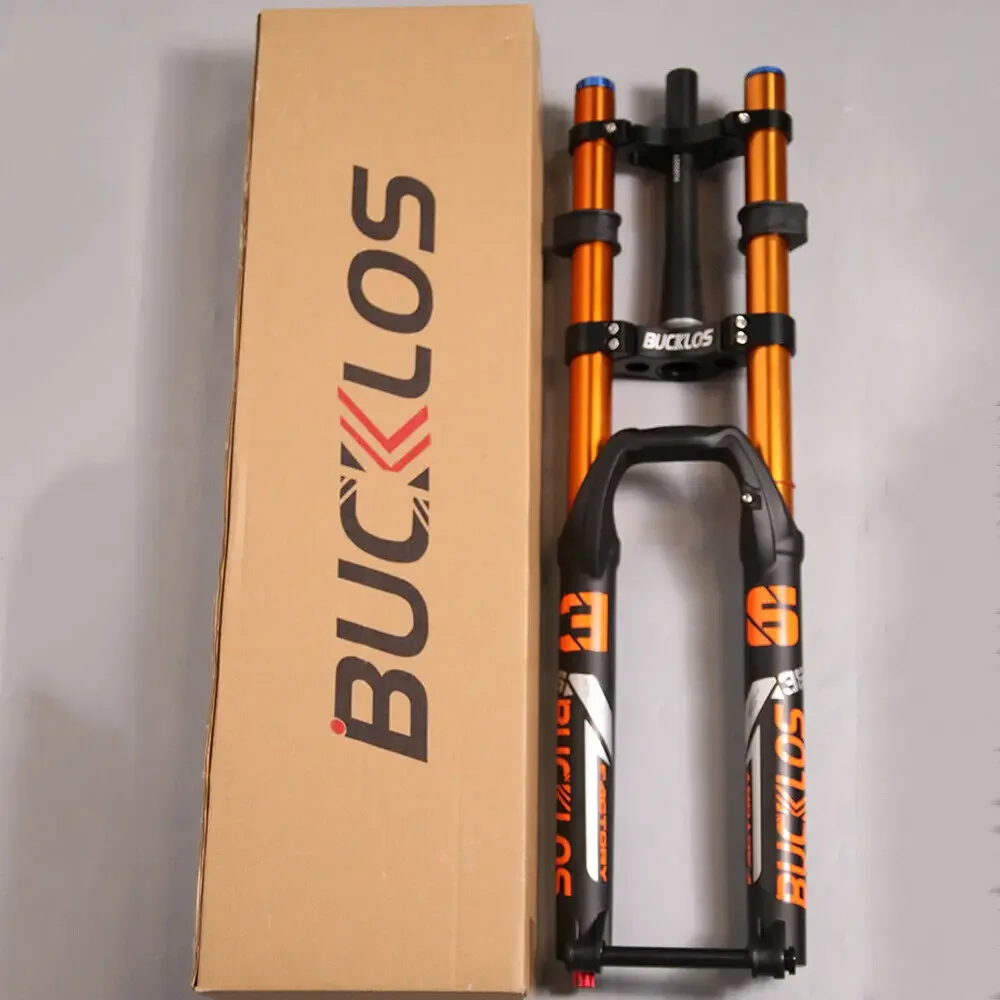 

BUCKLOS 29in Double Shoulder Fork Air Suspension MTB Downhill Bike Fork 27.5" Thru Axle 15x110mm Boost Rebound E-bike Fork