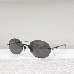 Sunglasses Rimless Men Alloy Black Retro Designer Luxury Brand Model Travel Party UV400 Women Fashion SUN GLASSES High Quality
