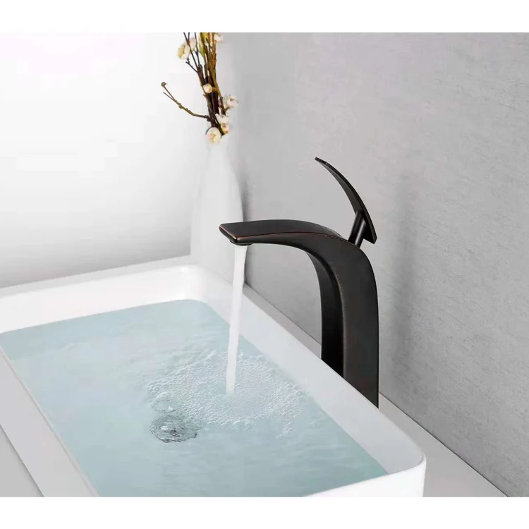 

Black Color Tall Body Basin Faucet Deck Mounted Cold Water Single Handle Basin water Tap For Bathroom