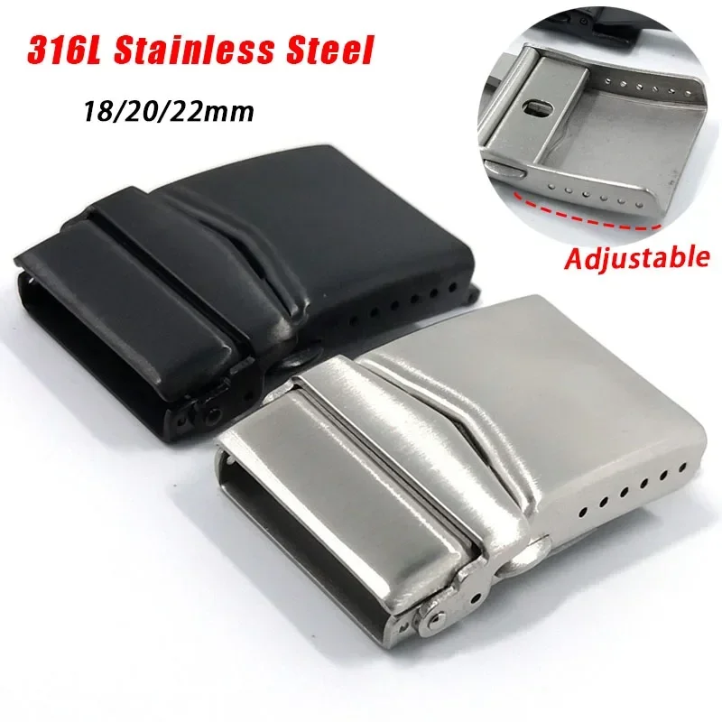 316L Metal Buckle Soild Stainless Steel Watch Strap Clasp 18mm 20mm 22mm Folding Band Button for Seiko Universal Accessories