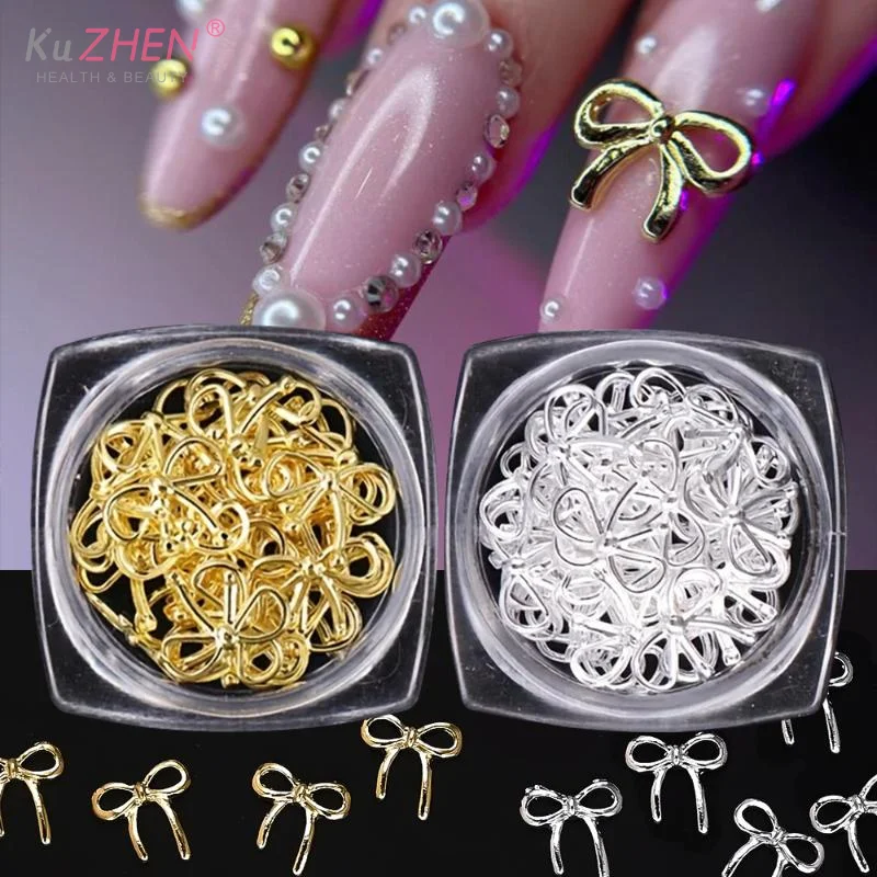 Metal Willow Bows Nail Decoration Gold Silver 3D Bowknot Design DIY Charm Elegant Metallic Jewelry Manicure Nail Art Decoration