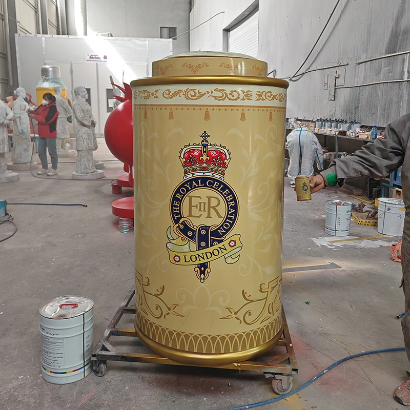 

Outdoor Large Tea Tin Canister Prop Model Tea Shop Decorative Ornaments Tea Fiberglass Sculpture Customized