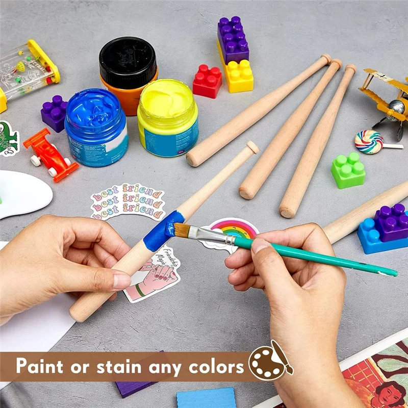 

ABKY-необработанные маленькие деревянные летучие мыши, мини-бейсбольная бита, 6 шт., неокрашенная для брелка, фигурки для рисования, поделок своими руками