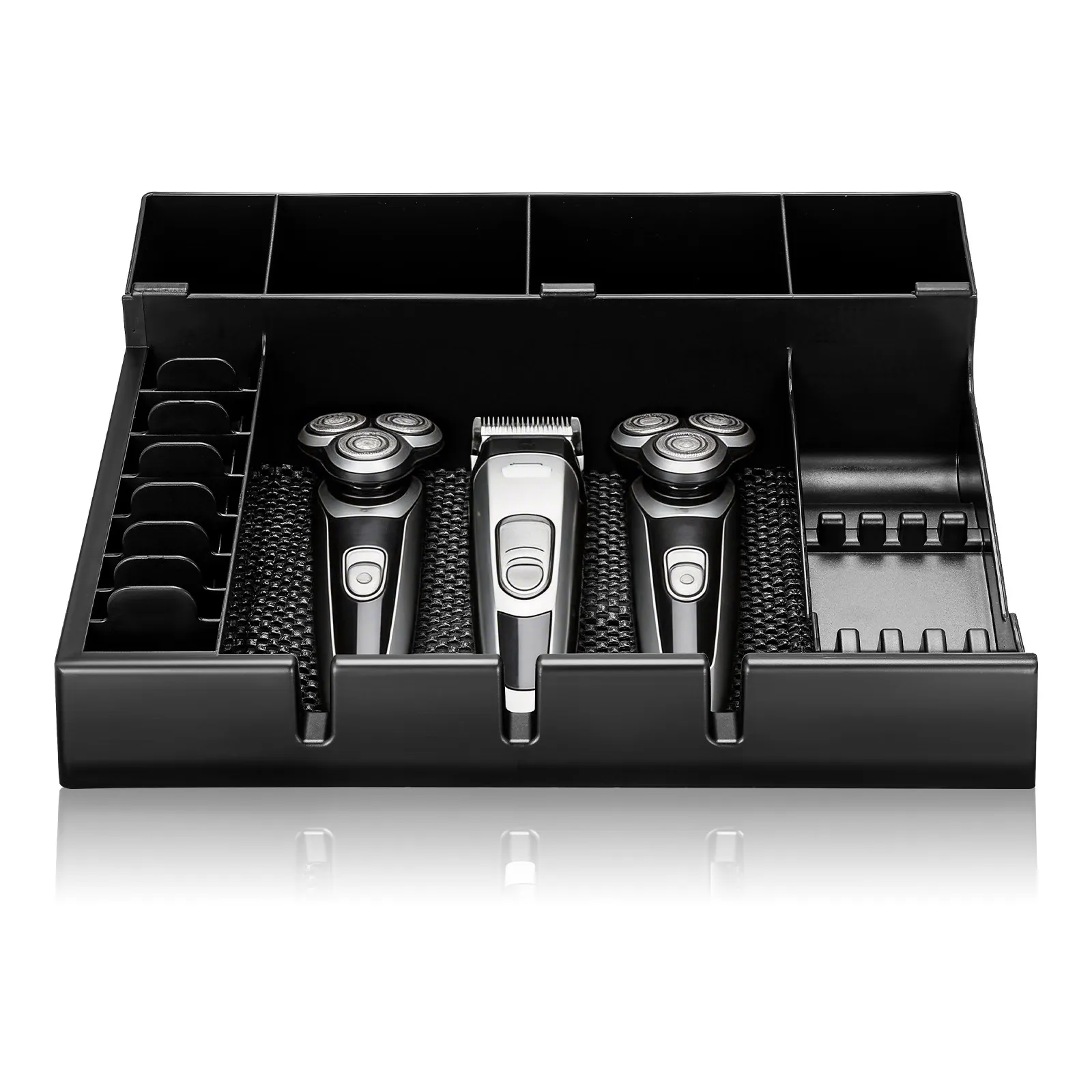 

Прочный органайзер-лоток для хранения машинок для стрижки волос, насадок и аксессуаров для парикмахерских и салонов