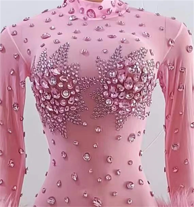 

Women Crystals Rhinestone Sparkly Long Sleeve Stretch Gold Red Purple Dress For Birthday Party Queen Dressy Drag Queen Costume