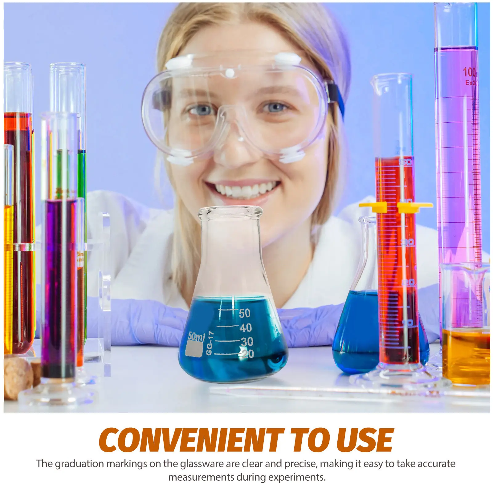1Set Laboratory Glassware Beaker Graduated Cylinder Flask Set Clear Graduation Markings Chemistry Physics Experimental Tool - view 2