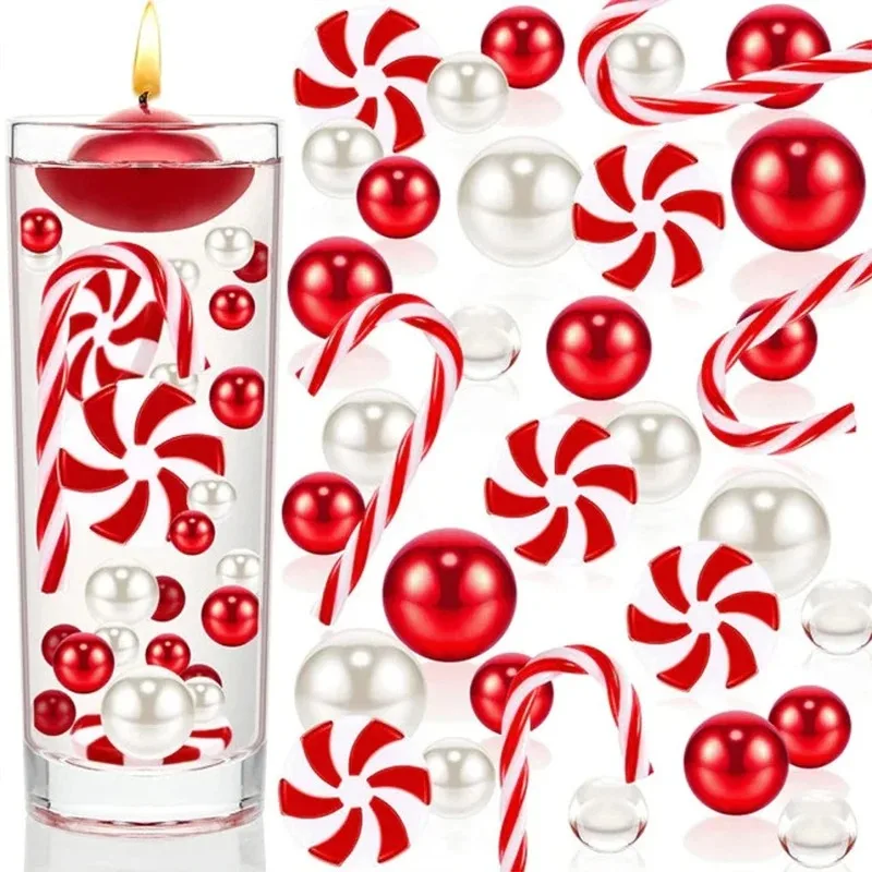 1 Set Christmas Vase Clear Hydrogel vase Decorative Filling Beads Floating Pearl Candy Floating Candle Vase Filling Holiday