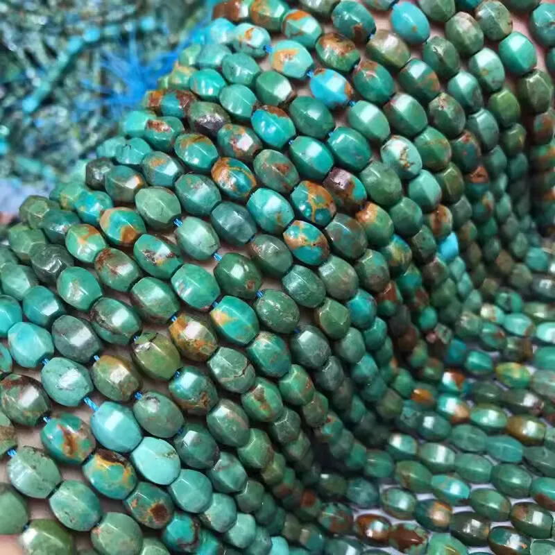 Turquoise green egg carved pillar 37cm for DIY jewelry making  loose beads FPPJ wholesale beads nature gem stone