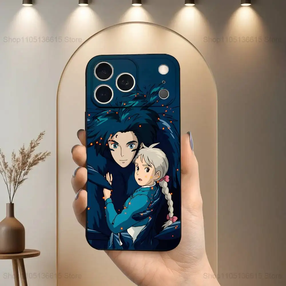 حافظة H-Howles M-Moving C-Castles لهاتف iPhone 6,17,16,15,14,13,12,11 Plus,Pro Max,XS,X,XR,SE,Mini,8,7,غطاء أسود من السيليكون الناعم #3