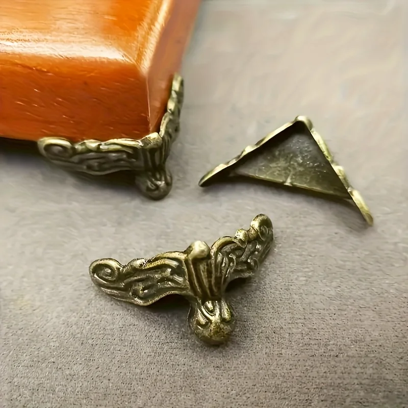 16pcs Antique  Gift Box Wooden Box Decorative Bracket Accessories Furniture Four-side Corner Protector Corner Code - view 5