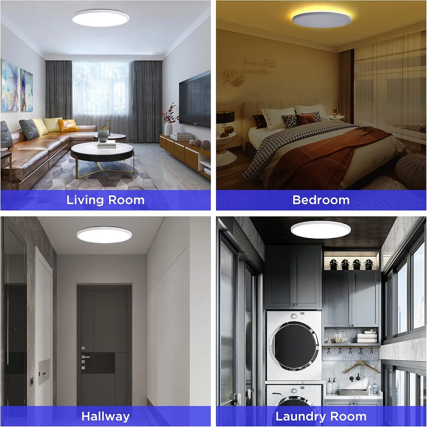 Ocioc 18Inch Flush Mount Ceiling Light Fixture With Remote Control, 40W, 2000K Nightlight, 3000K-6500K Color Changeable, Led