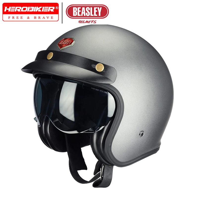 

BEASLEY Motorcycle Helmet National Standard Fiberglass Reinforced Plastic 3/4 Half Helmet Motorcycle Cruise 3C Certification