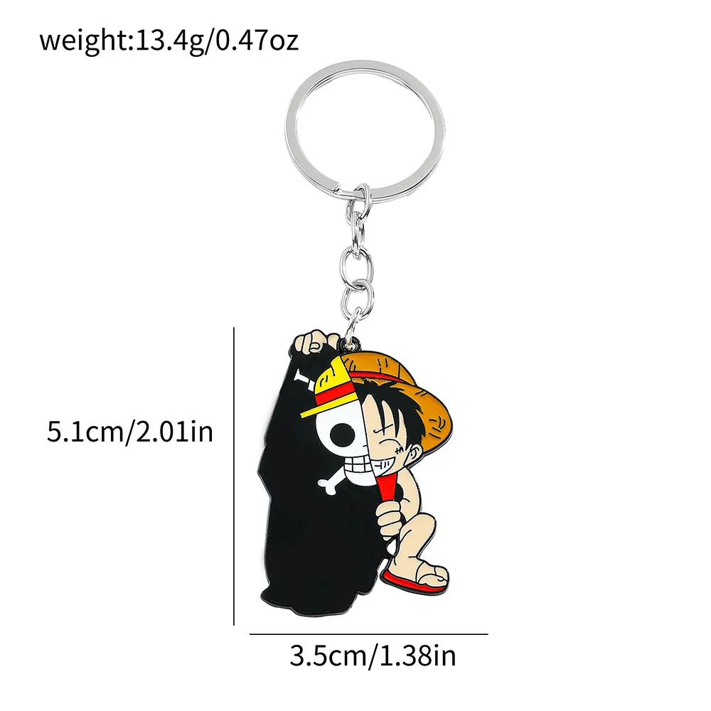 One Piece Figures Keychain for Kids, Cartoon Luffy, Metal Keychain, Backpack Pendant Accessories, Fashion Ornament Toys, 1 Pc