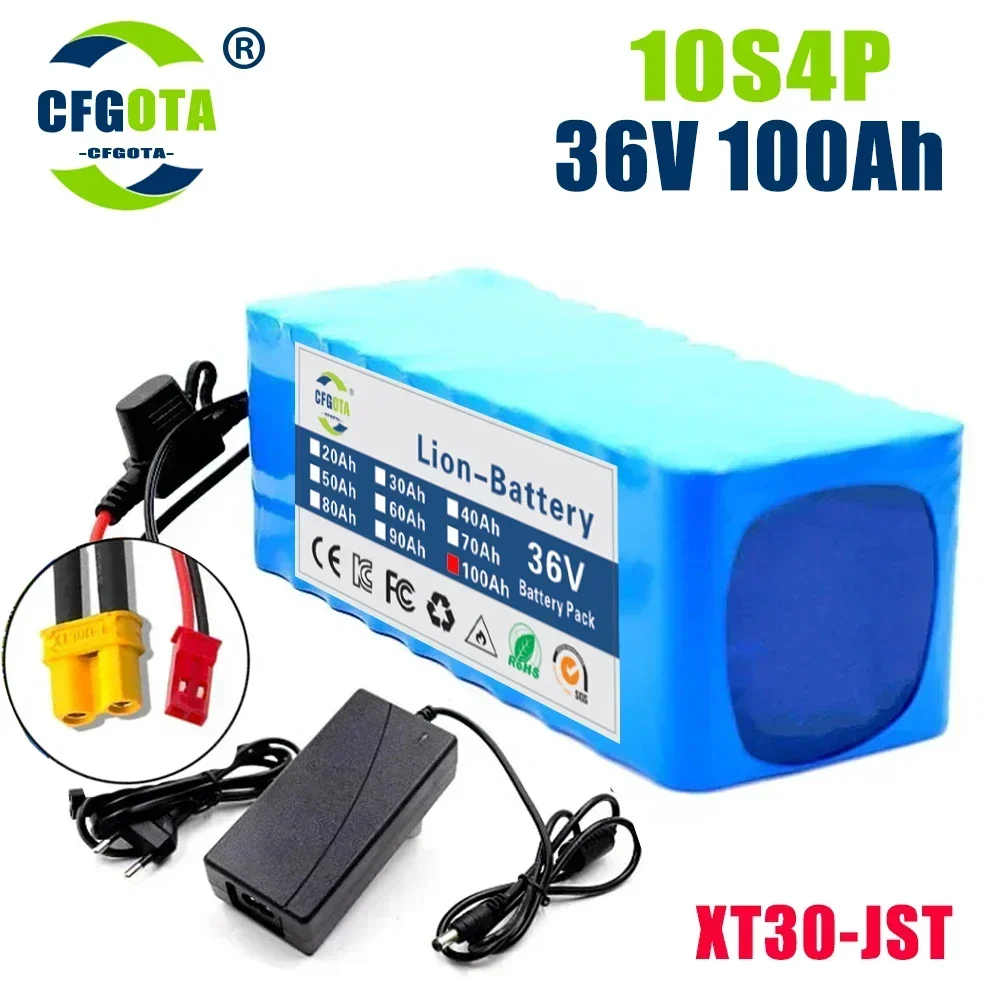 36V 10S4P 100Ah 18650 high-capacity power 42V750W 1000W lithium battery pack for ebike electric car bicycle scooter belt 30A BMS