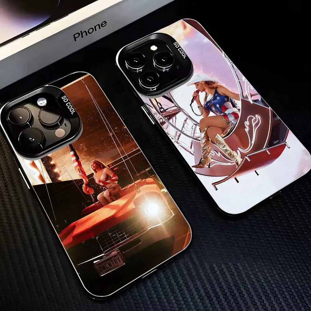 

Singer Beyonce Cowboy Carter Phone Case For iPhone17,16,15,14,13,12,11 Plus,Pro Max Black Matte Shockproof Cover